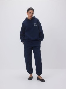 Spodnie dresowe z bawełną - granatowy