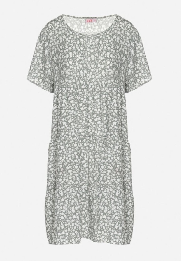 Zielona Sukienka z Bawełną w Kwiatowy Wzór Lunasenia