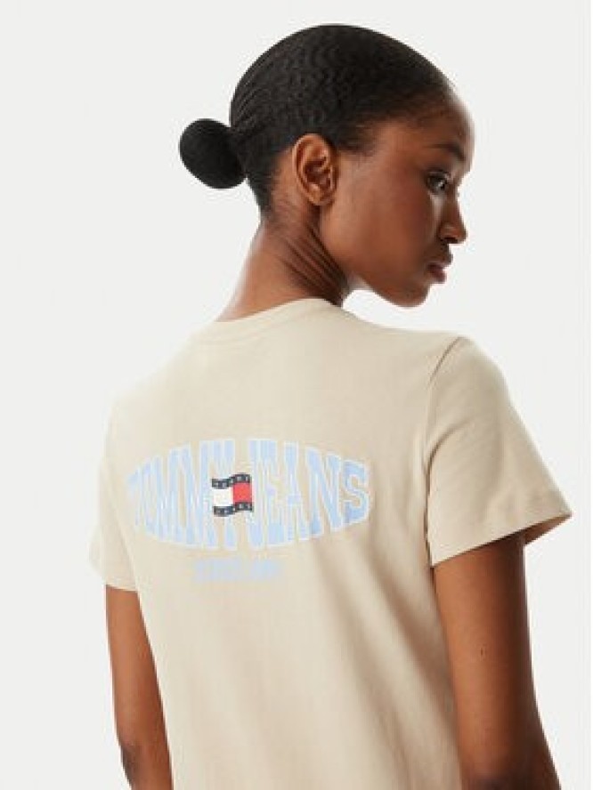 Tommy Jeans T-Shirt Wavy Flag DW0DW22274 Beżowy jasny Regular Fit