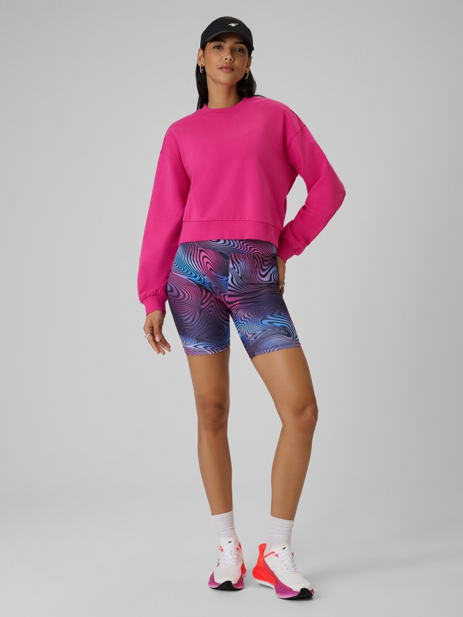4F Bluza dresowa regular bez kaptura damska - różowa XS