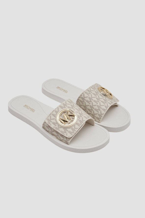 MICHAEL KORS Białe klapki damskie MK Charm, Rozmiar 39