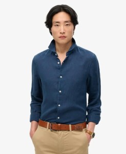 superdry Koszula lniana Vacation z długim rękawem – NAVY
