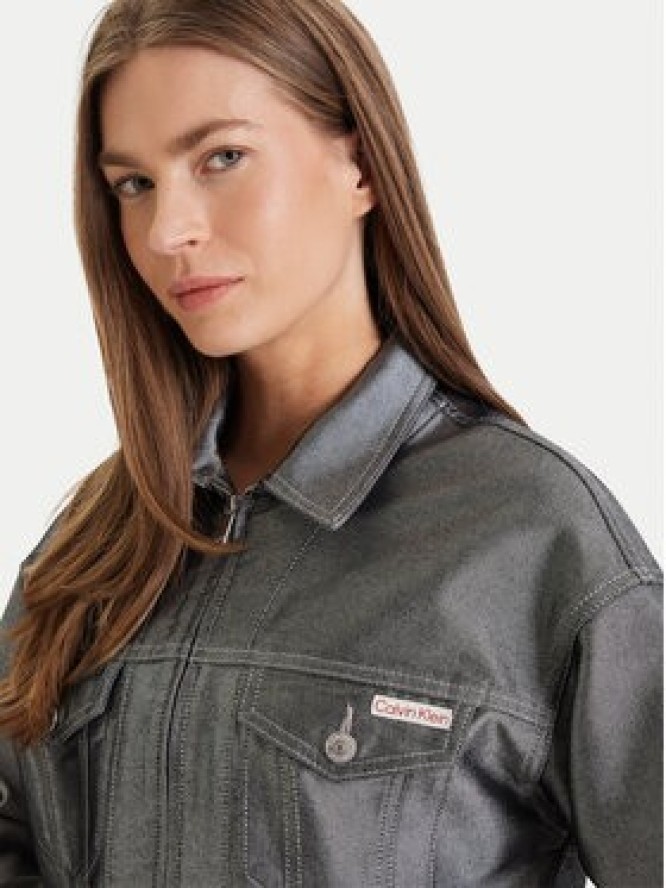 Calvin Klein Kurtka jeansowa LV047E715G Srebrny Relaxed Fit