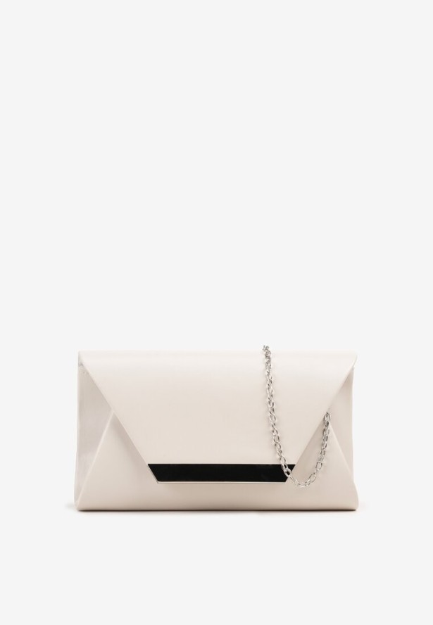 Biała Torebka Kopertówka z Dodatkowym Łańcuszkiem i Zapięciem na Zatrzask Vinira