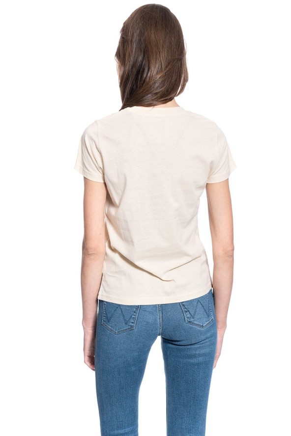 DAMSKI T-SHIRT LEE CREW NECK TEE BLEACHED SAND L41LYGOC 112109072