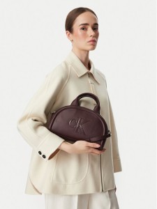 Calvin Klein Torebka Bold Ck Dome Crossbody LV04F3895G Bordowy