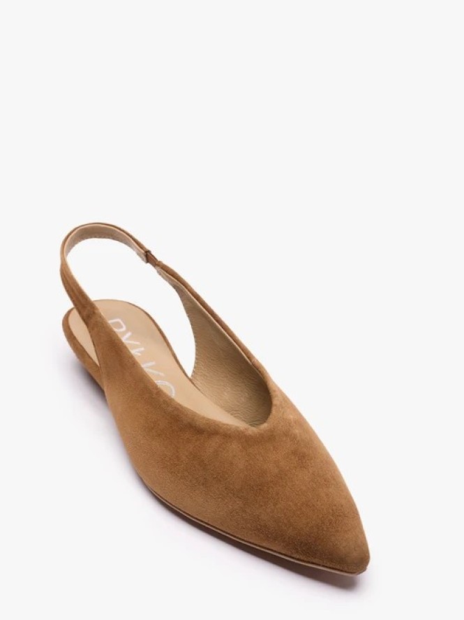 Brązowe czółenka slingback w szpic