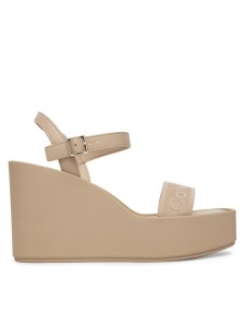 Calvin Klein Sandały Wedge 70 Sndl Webbing Lth HW0HW02882 Beżowy