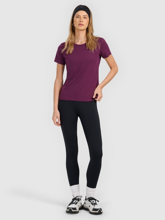 4F T-shirt regular gładki damski - fioletowy XS