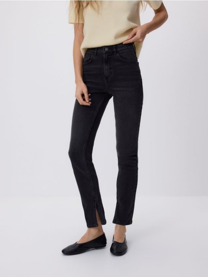 Jeansy slim fit high waist - czarny