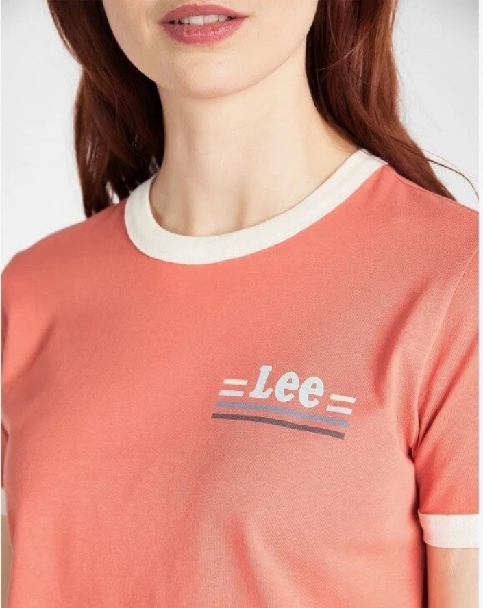 LEE RINGER TEE SLIM FIT DAMSKI T-SHIRT LOGO PAPRIKA L40PEPNI 112108665