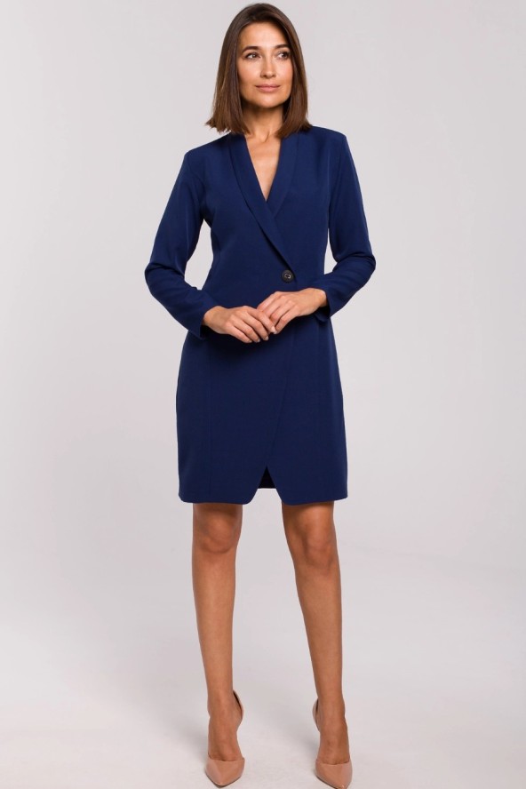 Elegancka sukienka marynarka biznesowa do pracy granatowa