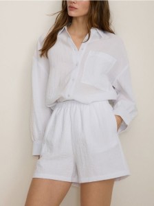 Szorty z wiskozą - biały