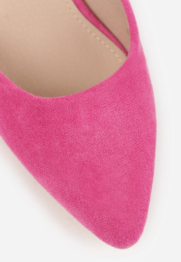 Fuksjowe Czółenka Vices na Geometrycznym Obcasie ze Skórzaną Wkładką Falori