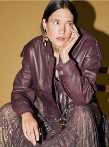 Skórzana kurtka - mahoniowy