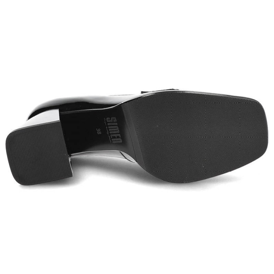 Czarne Półbuty Simen Eleganckie Skórzane Buty Na Obcasie