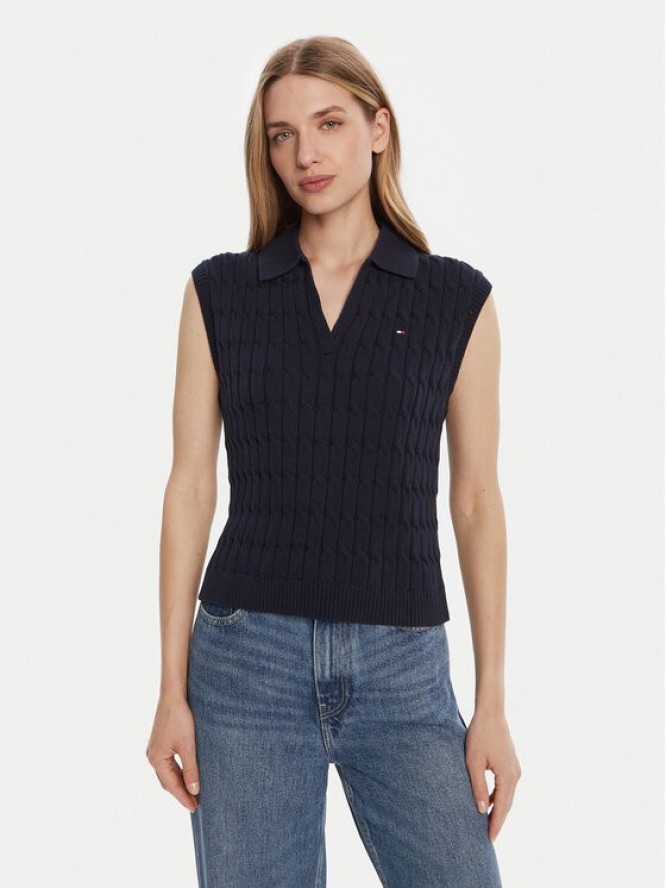 Tommy Hilfiger Sweter WW0WW45655 Granatowy Regular Fit