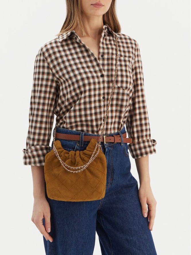 Tory Burch Torebka Fleming Suede Mini Hobo Bag 166066 Brązowy