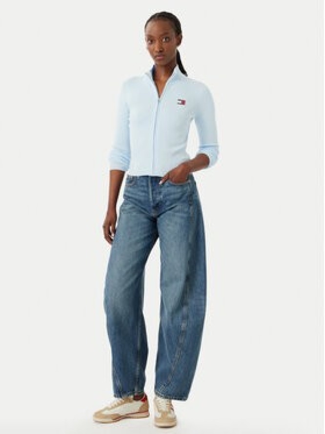 Tommy Jeans Kardigan DW0DW20967 Niebieski jasny Slim Fit