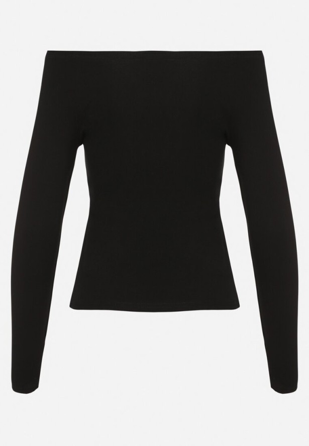 Czarna Bawełniana Bluzka z Otworem na Kciuk Terwiwi