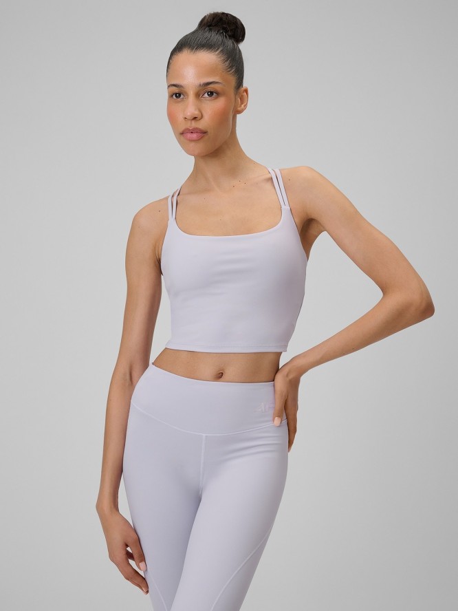4F Crop-top do jogi szybkoschnący damski - fioletowy M