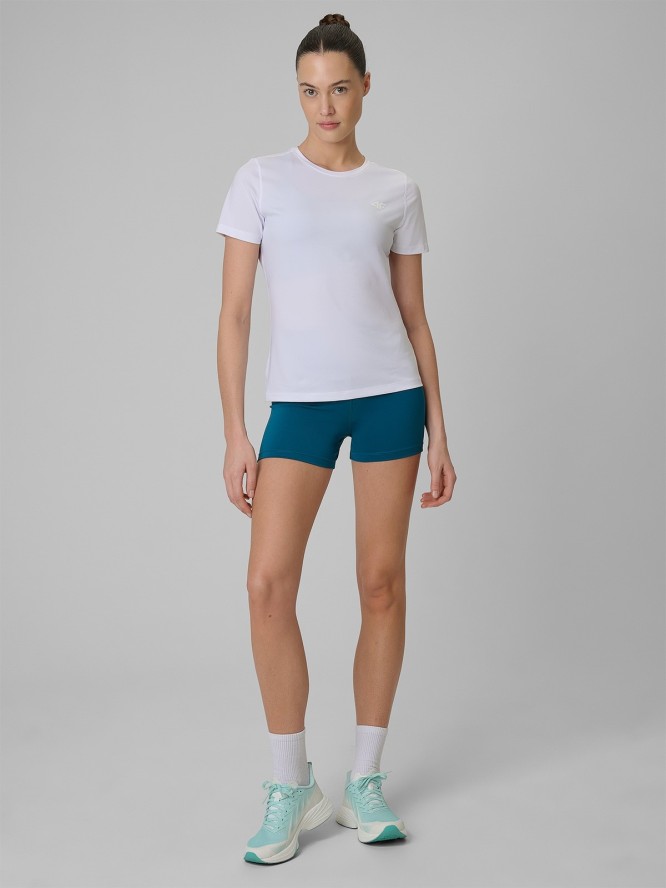 4F Koszulka treningowa regular szybkoschnąca damska - biała XS