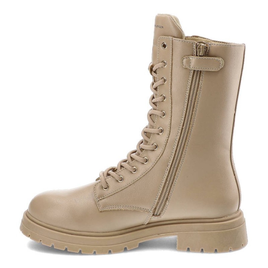 Beżowe Botki Tommy Hilfiger Modne Buty Damskie