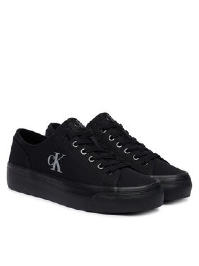 Calvin Klein Sneakersy Vulc Flatform Low Canvas Mg YW0YW01763 Czarny