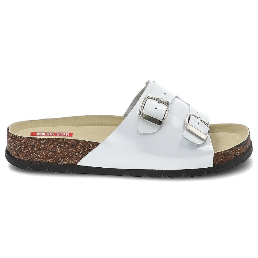 Białe Klapki Big Star Wygodne Skórzane Buty