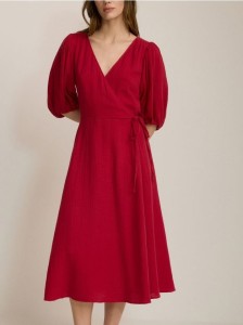 Muślinowa sukienka midi - czerwony