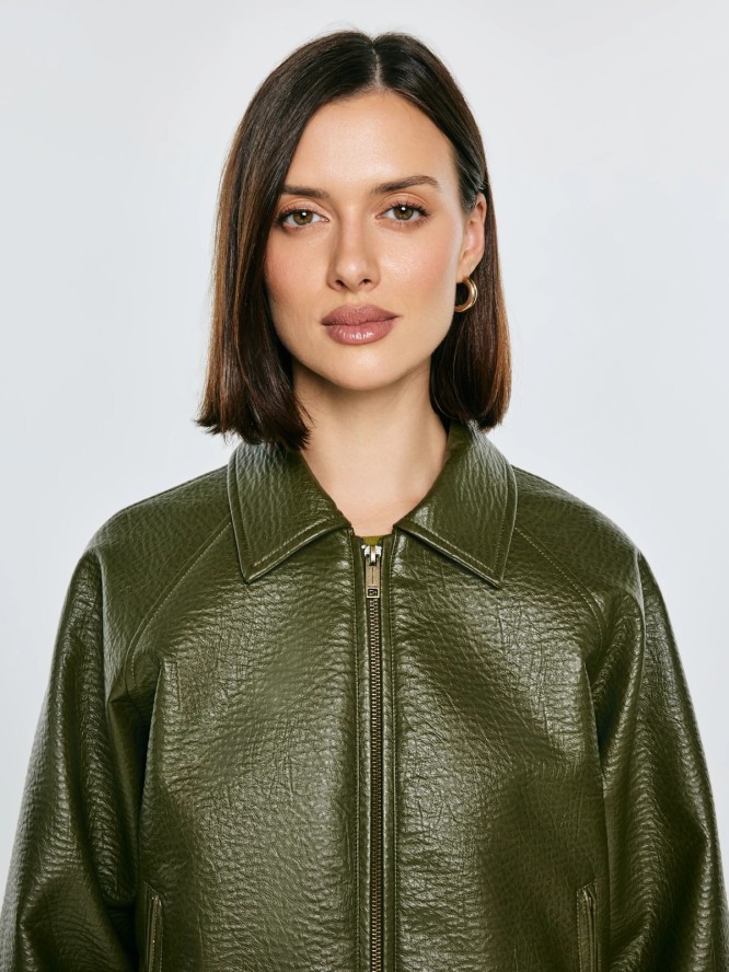 Kurtka damska ze skóry ekologicznej zielona Mackenzie 301