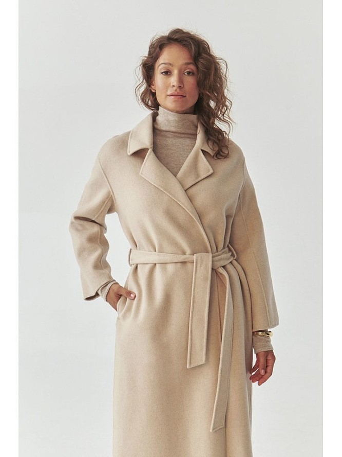 TATUUM Wełniany płaszcz w kolorze beżowym rozmiar: L