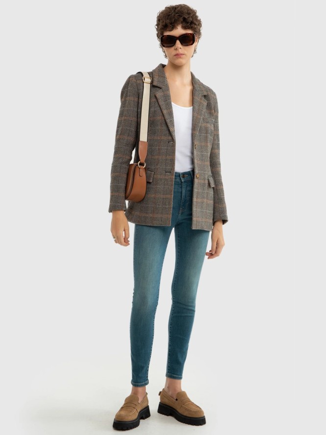 Jeansy damskie push up z wysokim stanem niebieskie Melinda High Waist 327