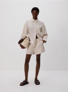 Szorty z wiskozą - beżowy