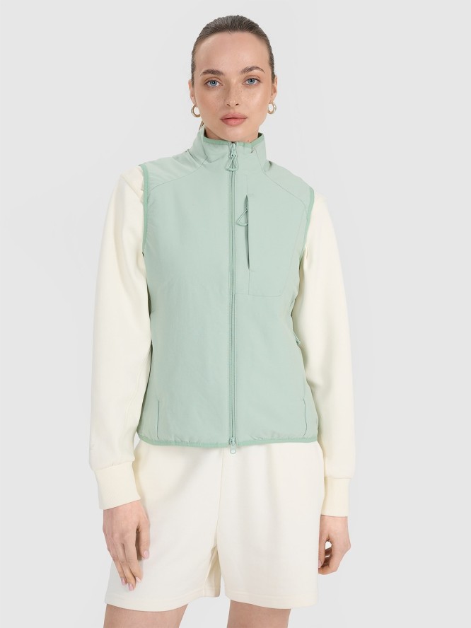 4F Bezrękawnik ze stójką damski - miętowy XS