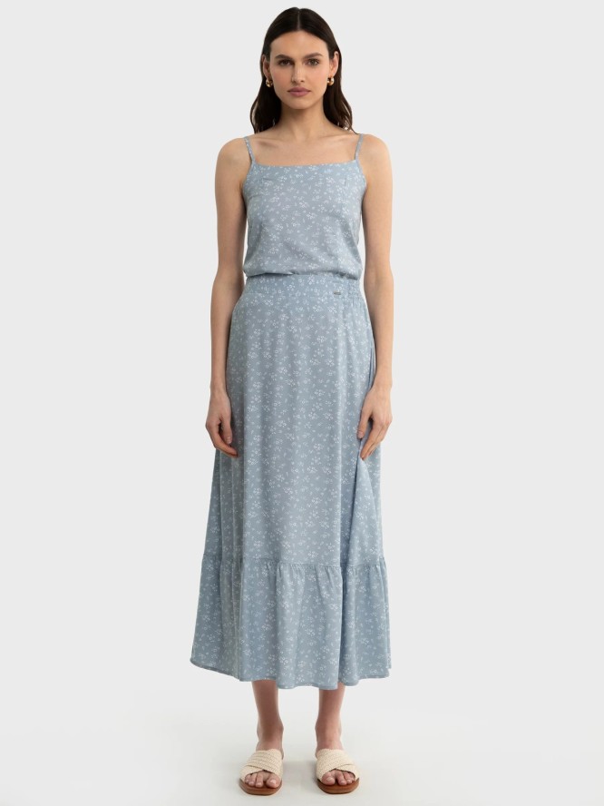 Top damski z wiskozy z motywem kwiatowym błękitny Firona 400