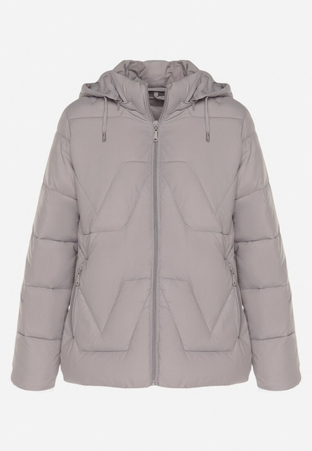 Jasnoszara Kurtka z Szerokim Pikowaniem i Kapturem Yasidi