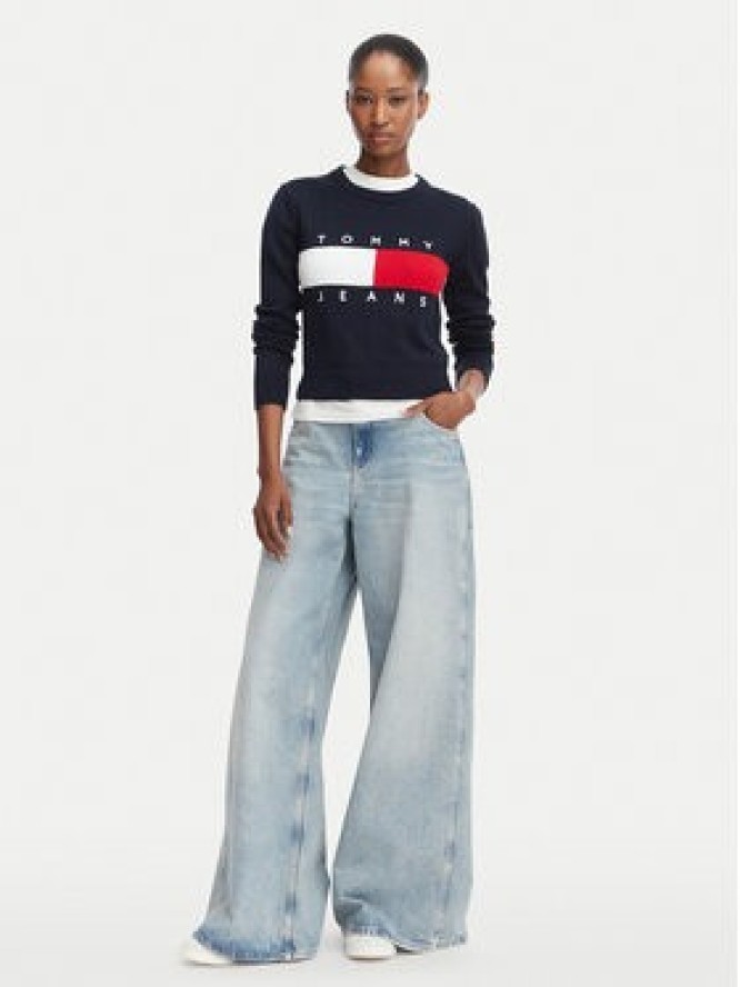 Tommy Jeans Sweter Flag DW0DW22930 Granatowy Regular Fit