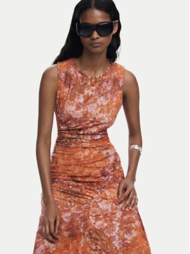 Desigual Sukienka koktajlowa Lua 25WWVK26 Pomarańczowy Slim Fit