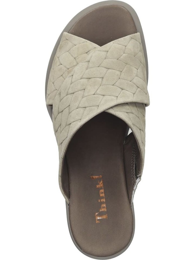 Think! Skórzane klapki w kolorze zielonym rozmiar: 39