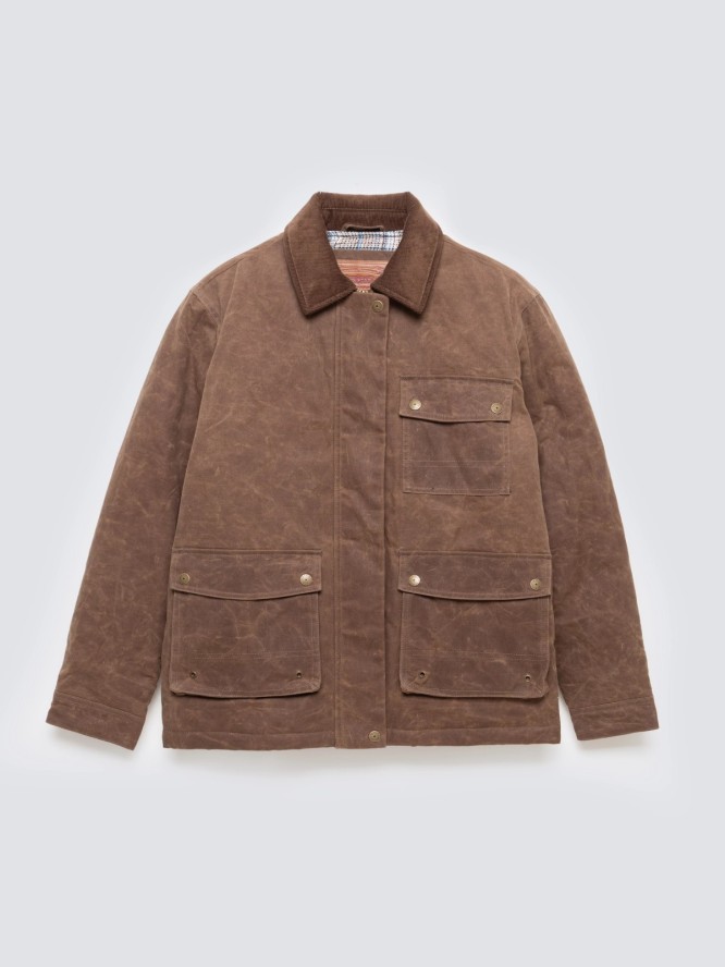 Kurtka damska parka z efektem woskowania brązowa Tormia 803