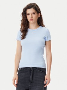 Tommy Jeans T-Shirt Essential DW0DW17383 Błękitny Slim Fit