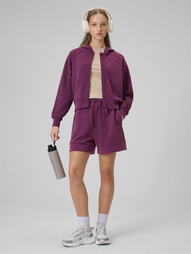 4F Spodenki dresowe z modalem damskie - fioletowe XL