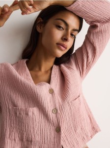 Muślinowa koszula - koralowy