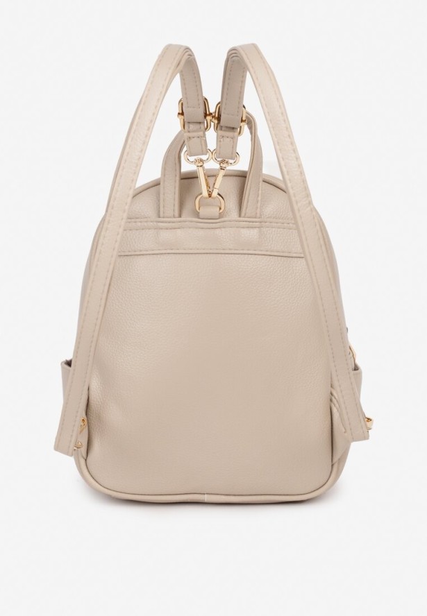 Ciemnobeżowy Plecak Ozdobiony Suwakami z Odpinanymi Paskami z Regulacją Nelmira