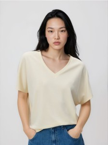 T-shirt z modalem - jasnożółty