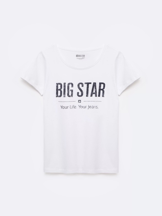 Koszulka damska o klasycznym kroju biała Brunona 101