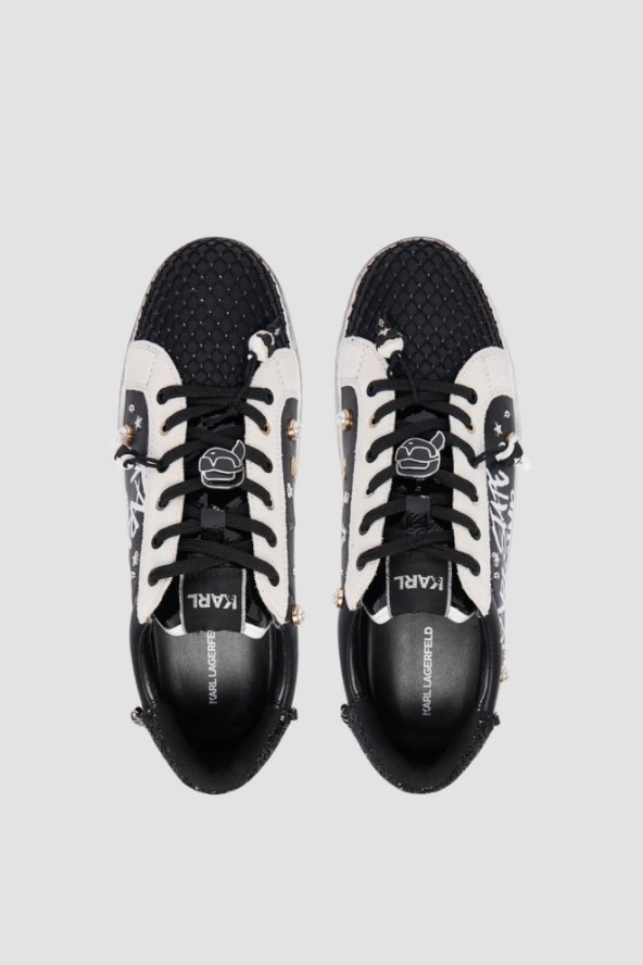 KARL LAGERFELD Czarno-białe damskie trampki SKOOL KARL STATE OF MIND, Rozmiar 39