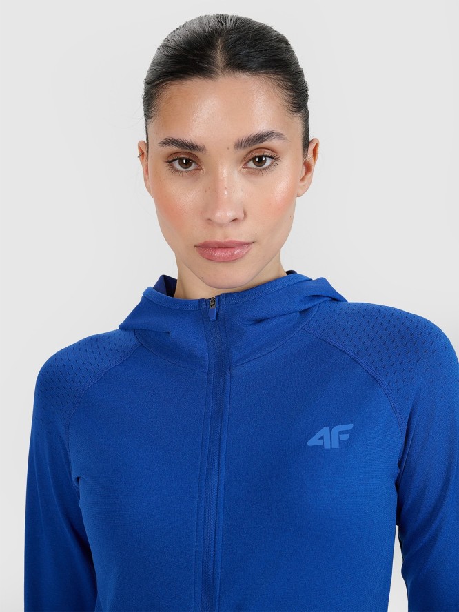 4F Bluza do biegania w terenie rozpinana z kapturem damska - niebieska XS/S