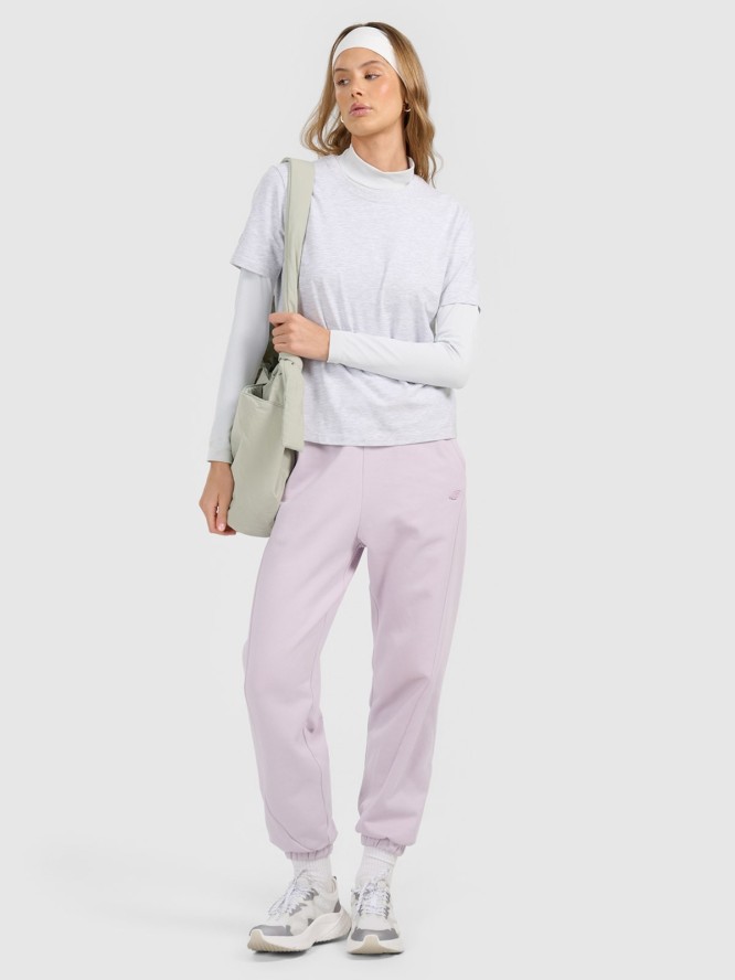 4F T-shirt regular gładki damski - szary M